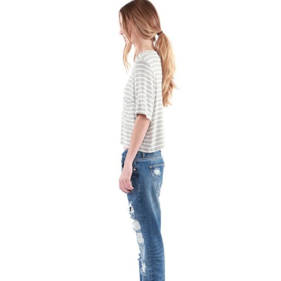 Hye Park and Lune | Olive Striped Cropped Shirt - Picture 3 of 8